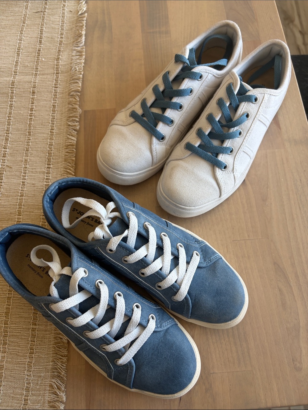 St. John's Bay Canvas Slip-On Sneakers - Blue & Cream 2 pair size 7